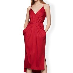 BCBG Generation Red Ribbed Sleeveless Midi Dress